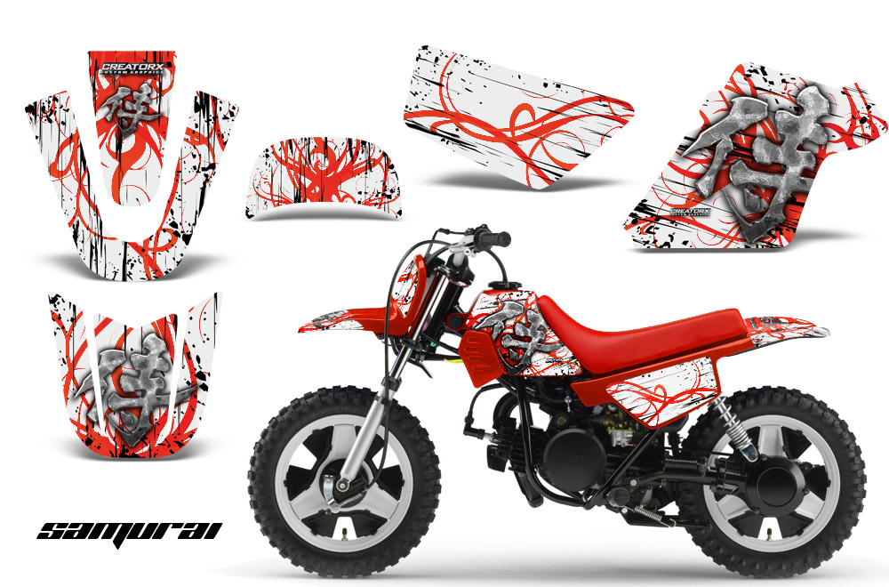 Yamaha PW 50 Graphics Kit Samurai Red White RB